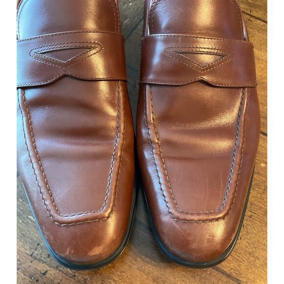 Moreschi Leather Penny Loafers Slip-On Shoes Size 8 Vera Gomma Italy Brown main image 5
